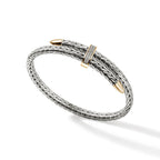 John Hardy Spear Flex Cuff, Silver & Gold & Diamonds, 0.24 CTTW - Carter's Collective Fine Jewelry