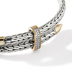 John Hardy Spear Flex Cuff, Silver & Gold & Diamonds, 0.24 CTTW - Carter's Collective Fine Jewelry