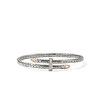 John Hardy Spear Flex Cuff, Gold & Sterling Silver & Diamonds, 0.16 CTTW - Carter's Collective Fine Jewelry