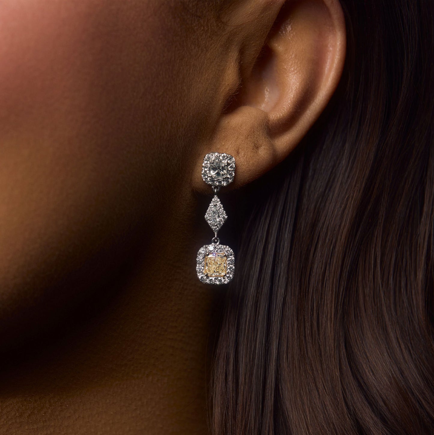 Natural Fancy Yellow Diamond Multi Shape Dangle Earrings, 3.39 CTTW - Carter's Collective Fine Jewelry