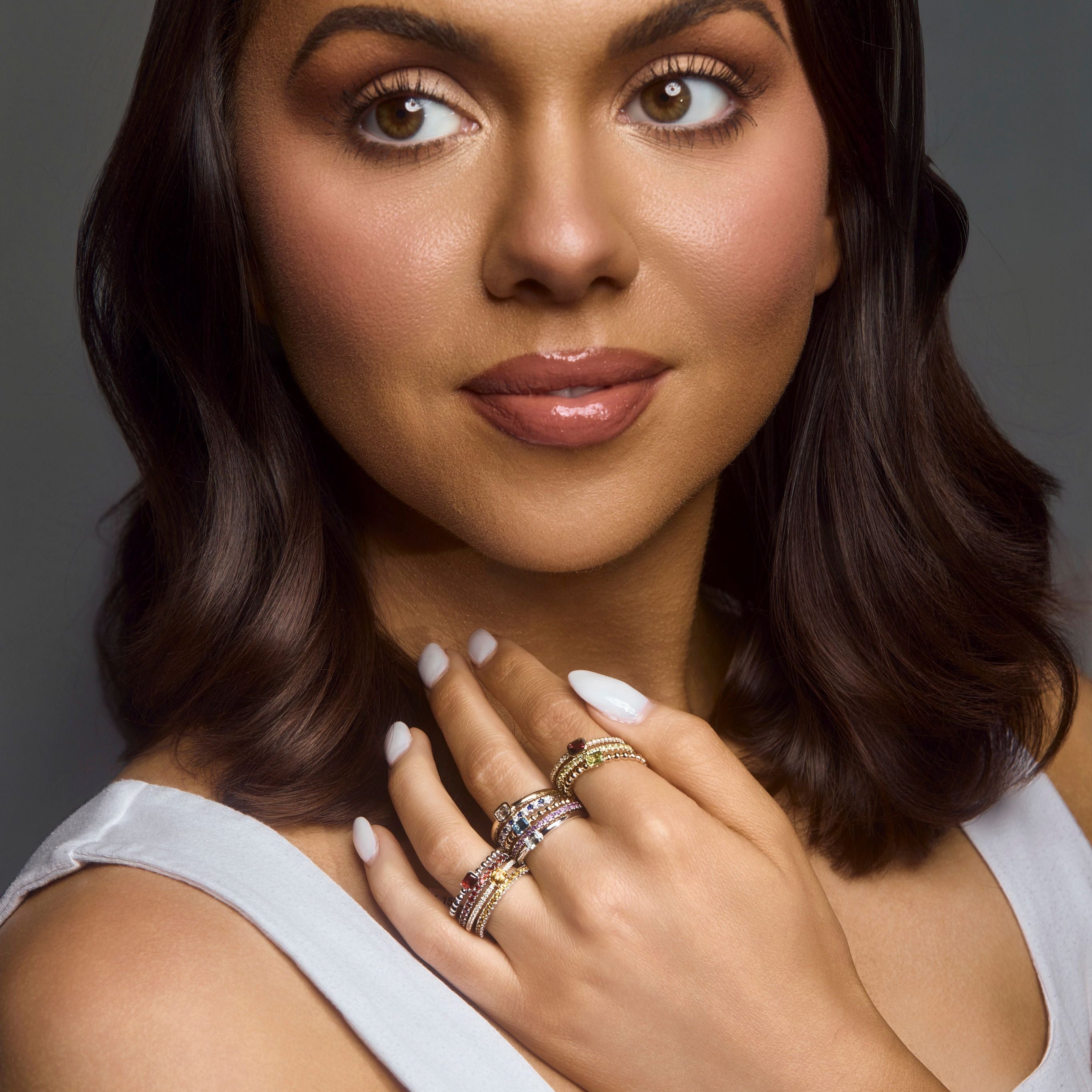 Rhea Customizable Gemstone Stackable Rings