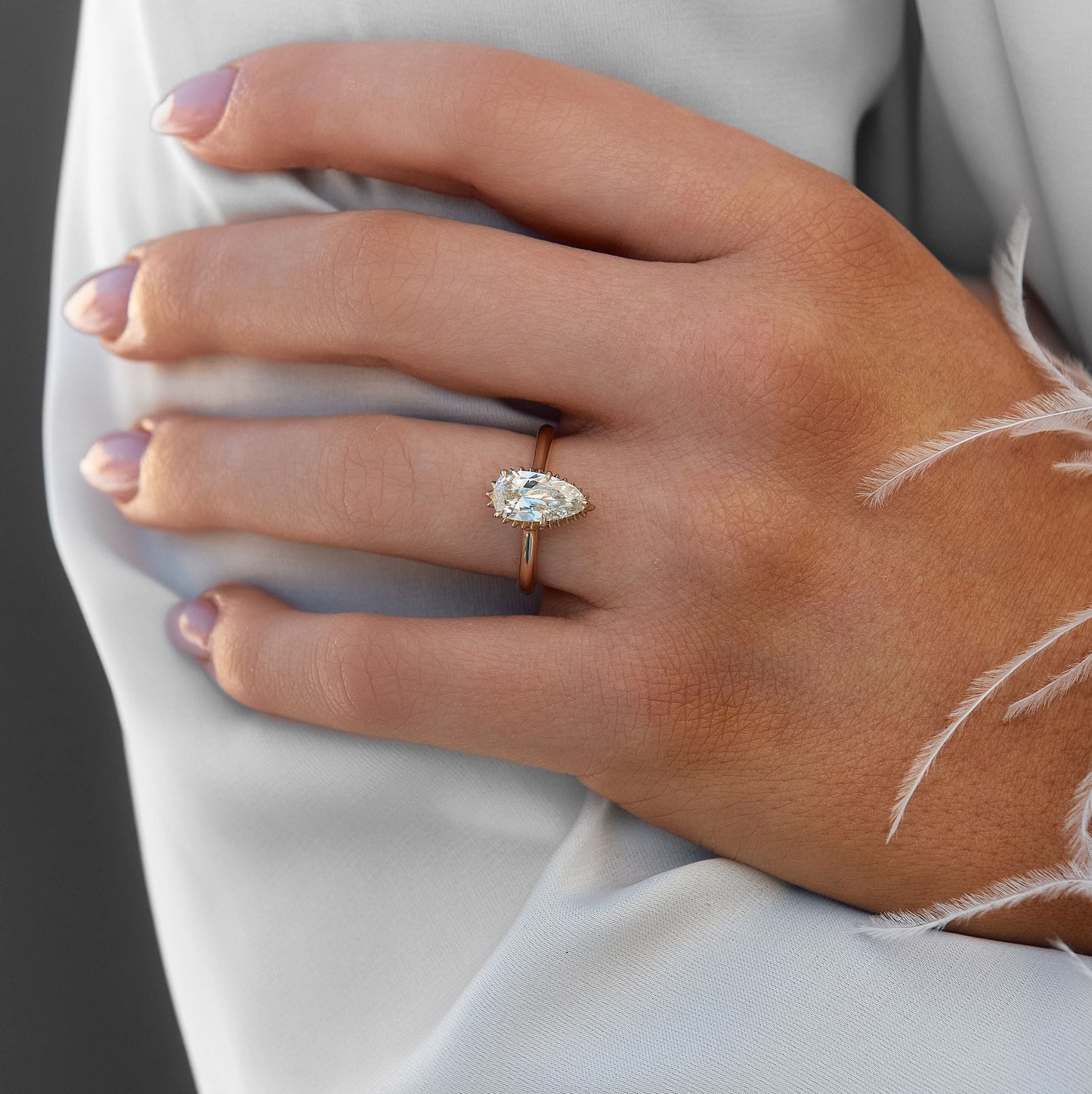 Bespoke Antique Cut Pear Natural Diamond Engagement Ring - Carter's Collective Fine Jewelry