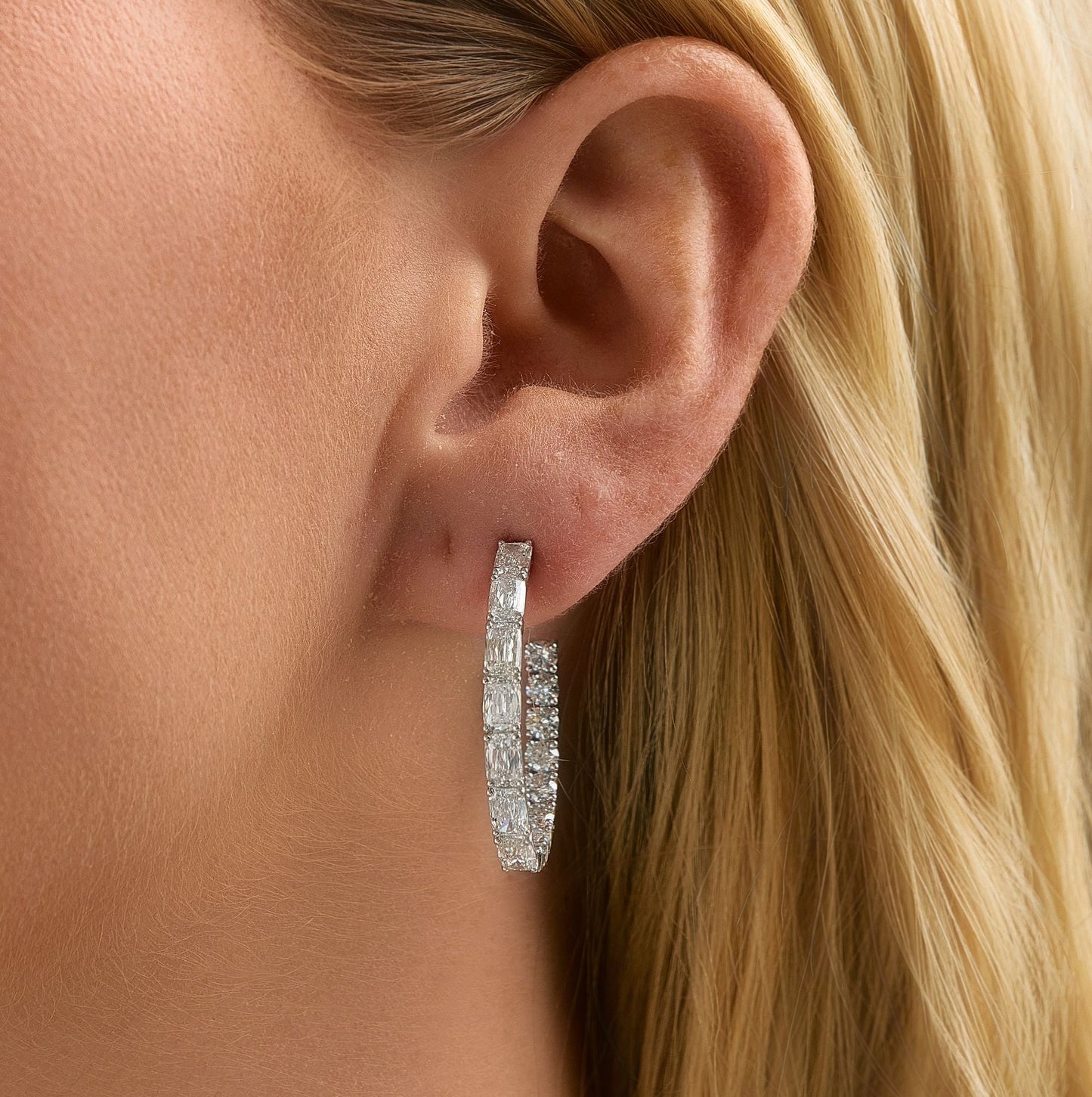 Antique Cushion and Round Natural Diamond Hoop Earrings - Carter's Collective Fine Jewelry