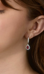 Ruby and Diamond Dangle Huggie Earrings