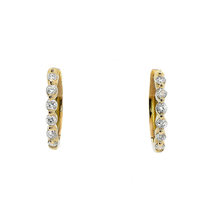 Shared Prong Diamond Huggie Hoop Earrings, 0.30 (Pair) - Carter's Collective Fine Jewelry