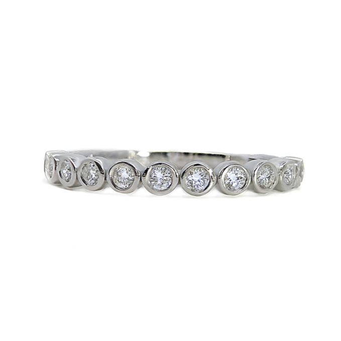 White Gold Bezel Set Diamond Wedding Band, 0.22 CTTW - Carter's Collective Fine Jewelry