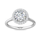 Diamond Halo Round Semi Mount Engagement Ring Setting (DOES NOT INCLUDE CENTER STONE) - Carter's Collective Fine Jewelry