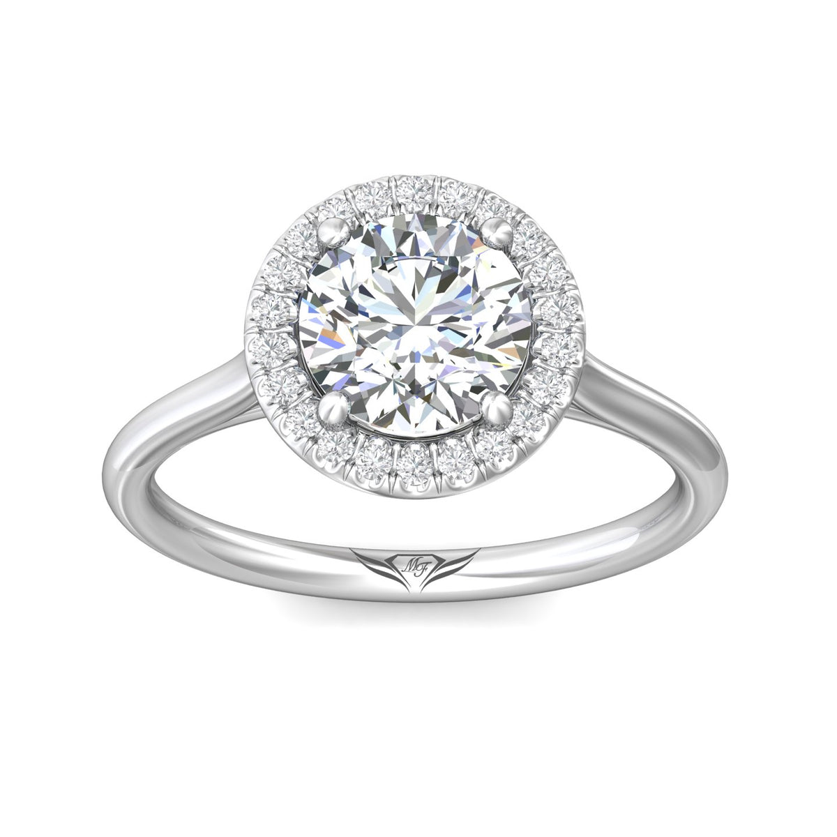 Diamond Halo Round Semi Mount Engagement Ring Setting (DOES NOT INCLUDE CENTER STONE) - Carter's Collective Fine Jewelry