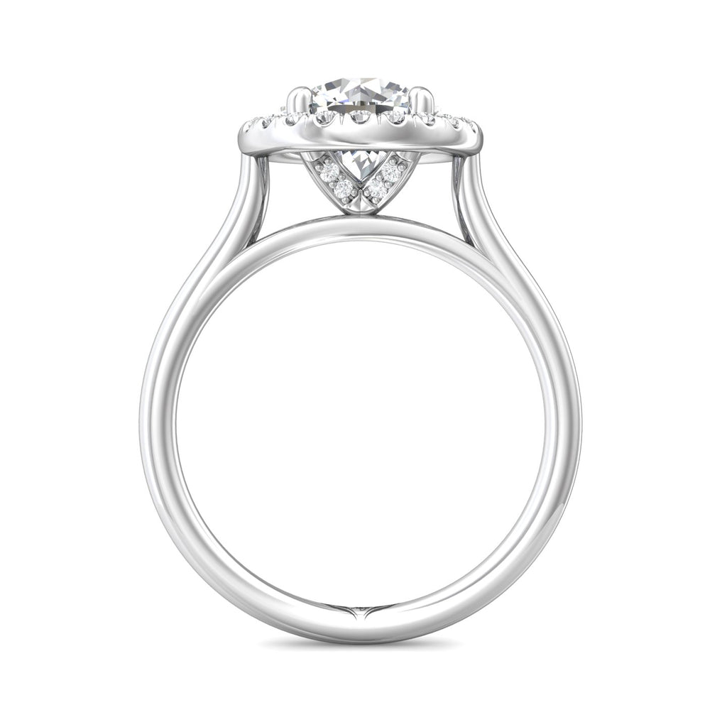 Diamond Halo Round Semi Mount Engagement Ring Setting (DOES NOT INCLUDE CENTER STONE) - Carter's Collective Fine Jewelry