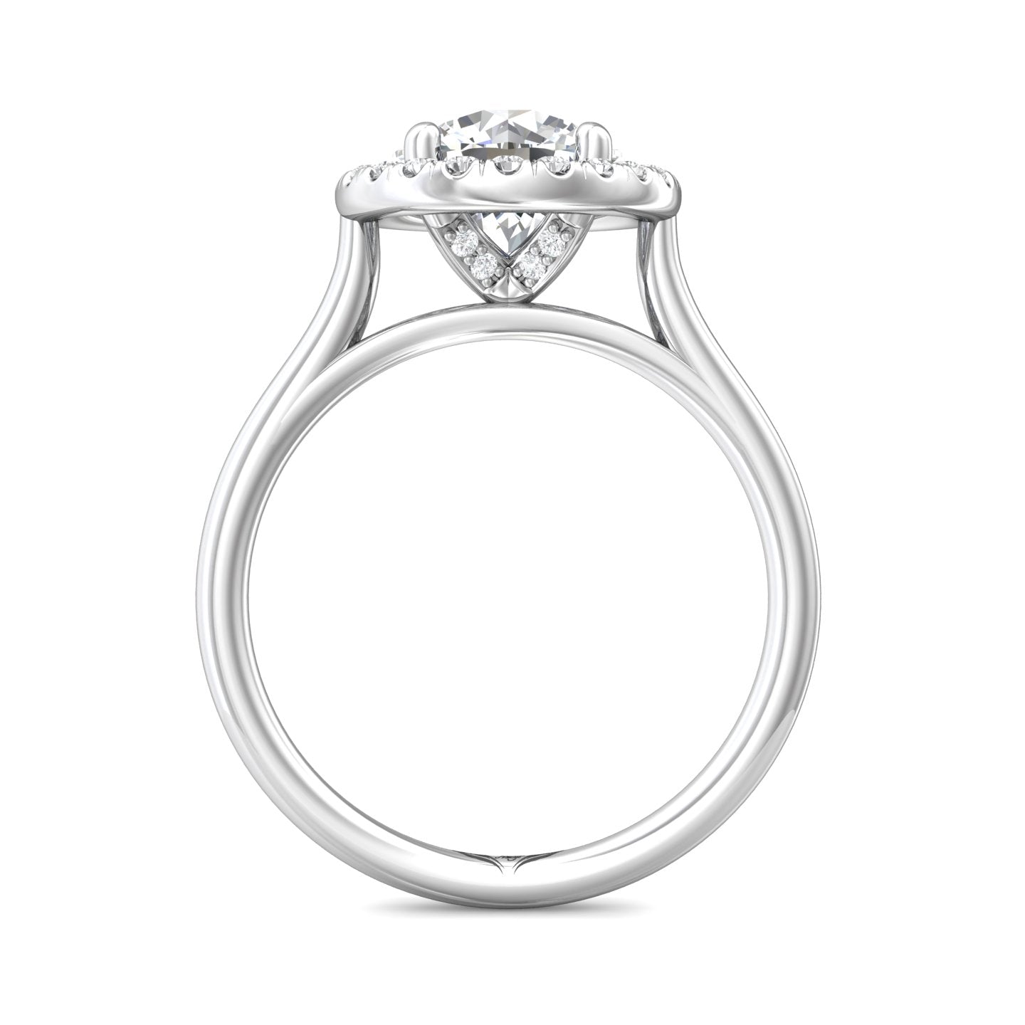 Diamond Halo Round Semi Mount Engagement Ring Setting (DOES NOT INCLUDE CENTER STONE) - Carter's Collective Fine Jewelry