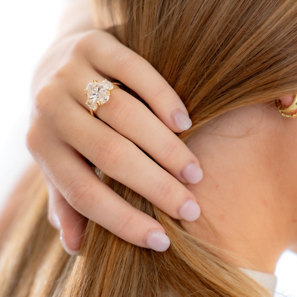 Magnolia Customizable Three Stone Lab Grown Diamond Engagement Ring