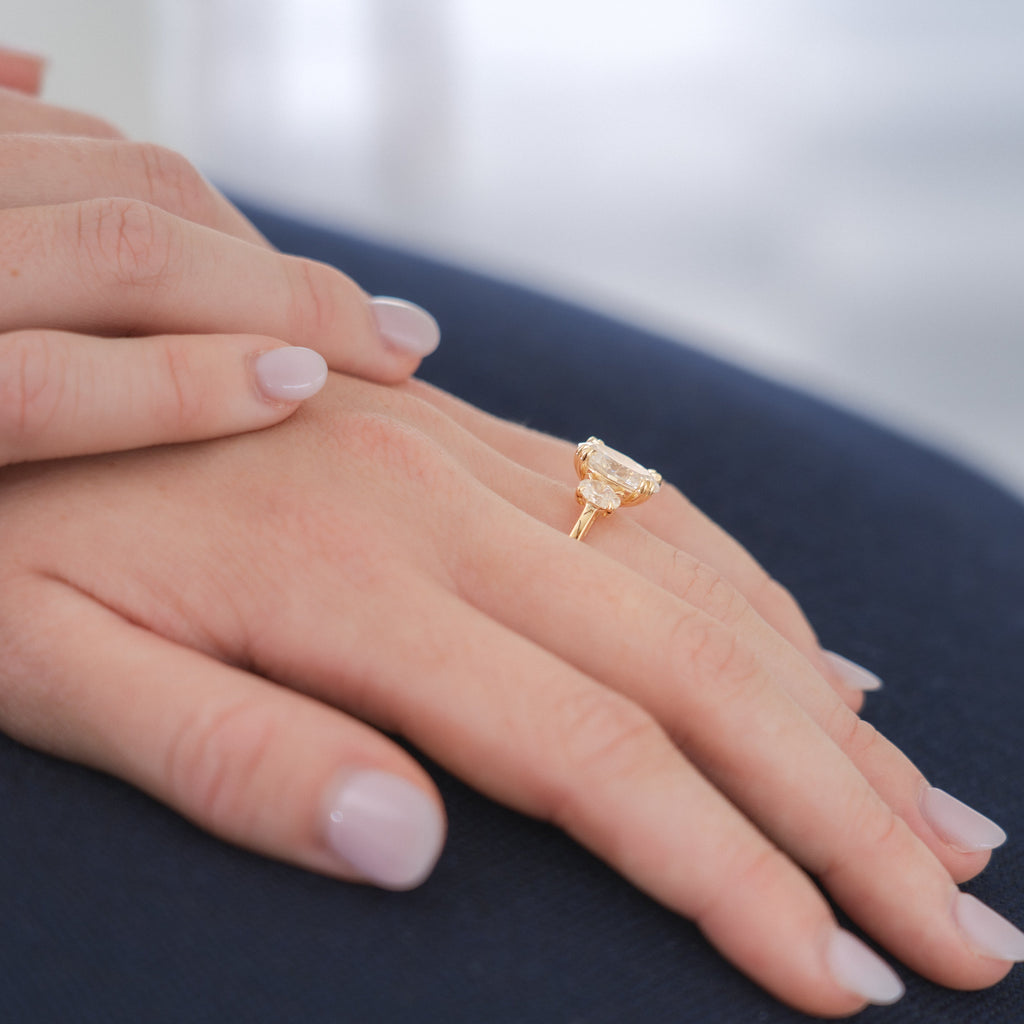 Magnolia Customizable Three Stone Lab Grown Diamond Engagement Ring