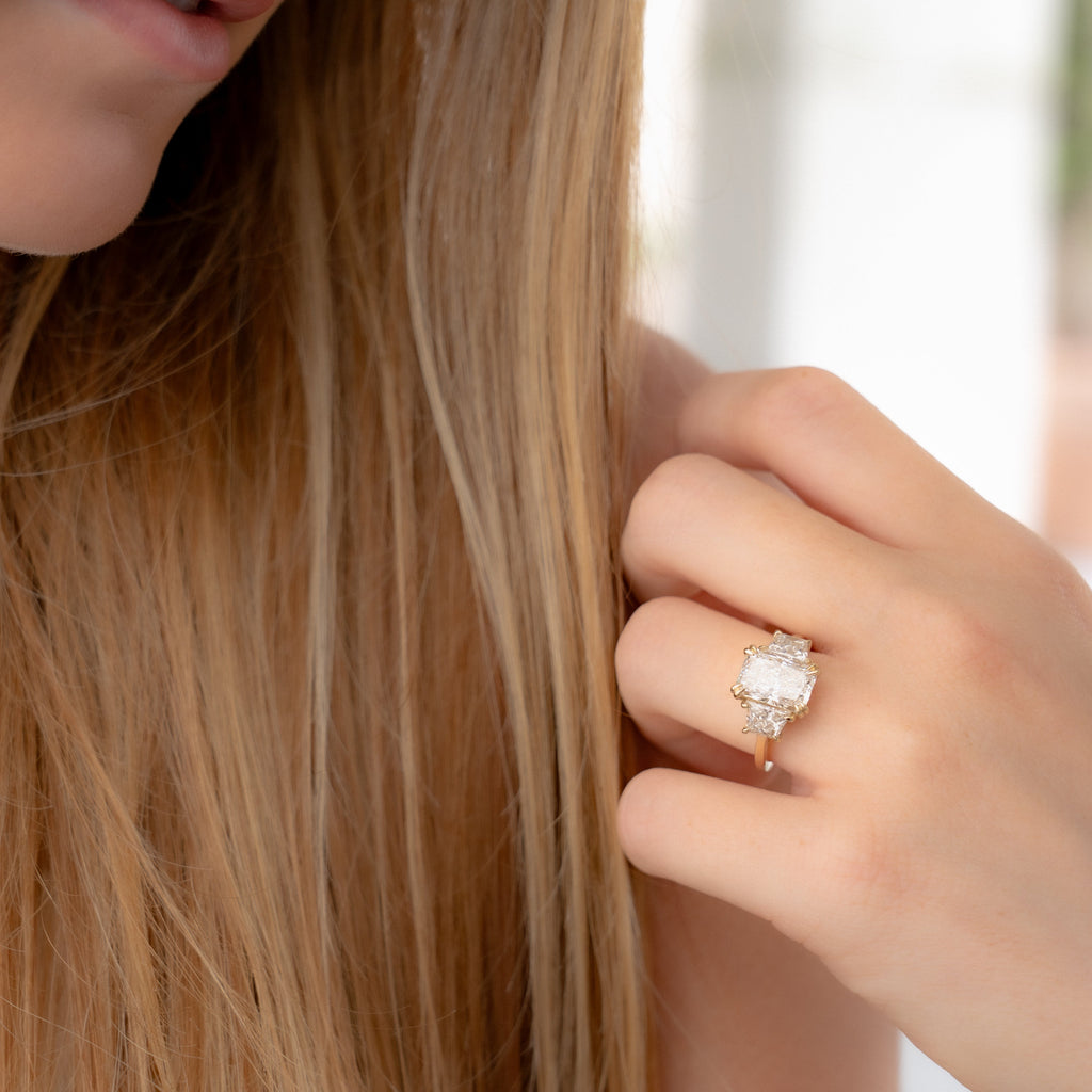 Magnolia Customizable Three Stone Lab Grown Diamond Engagement Ring
