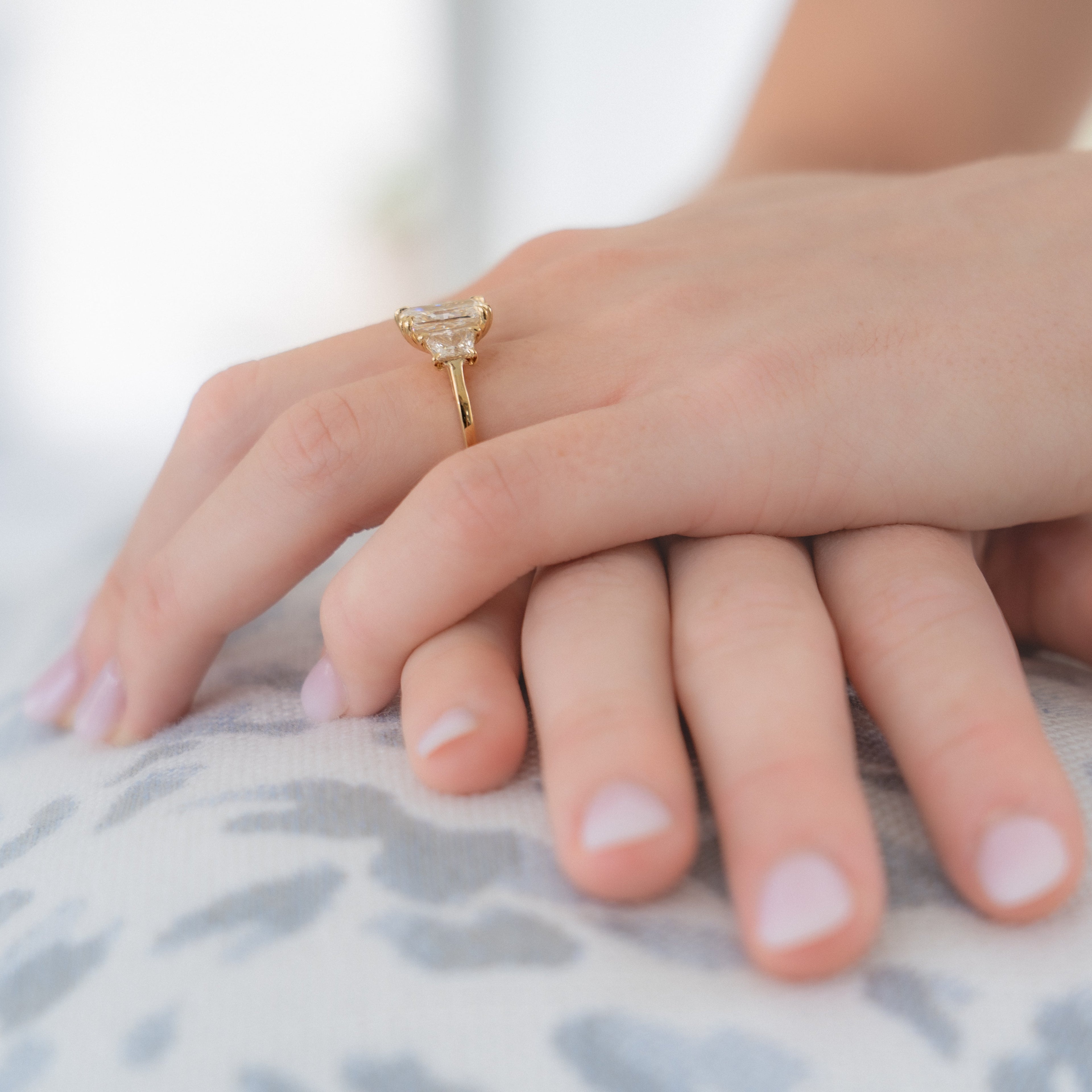 Magnolia Customizable Three Stone Lab Grown Diamond Engagement Ring