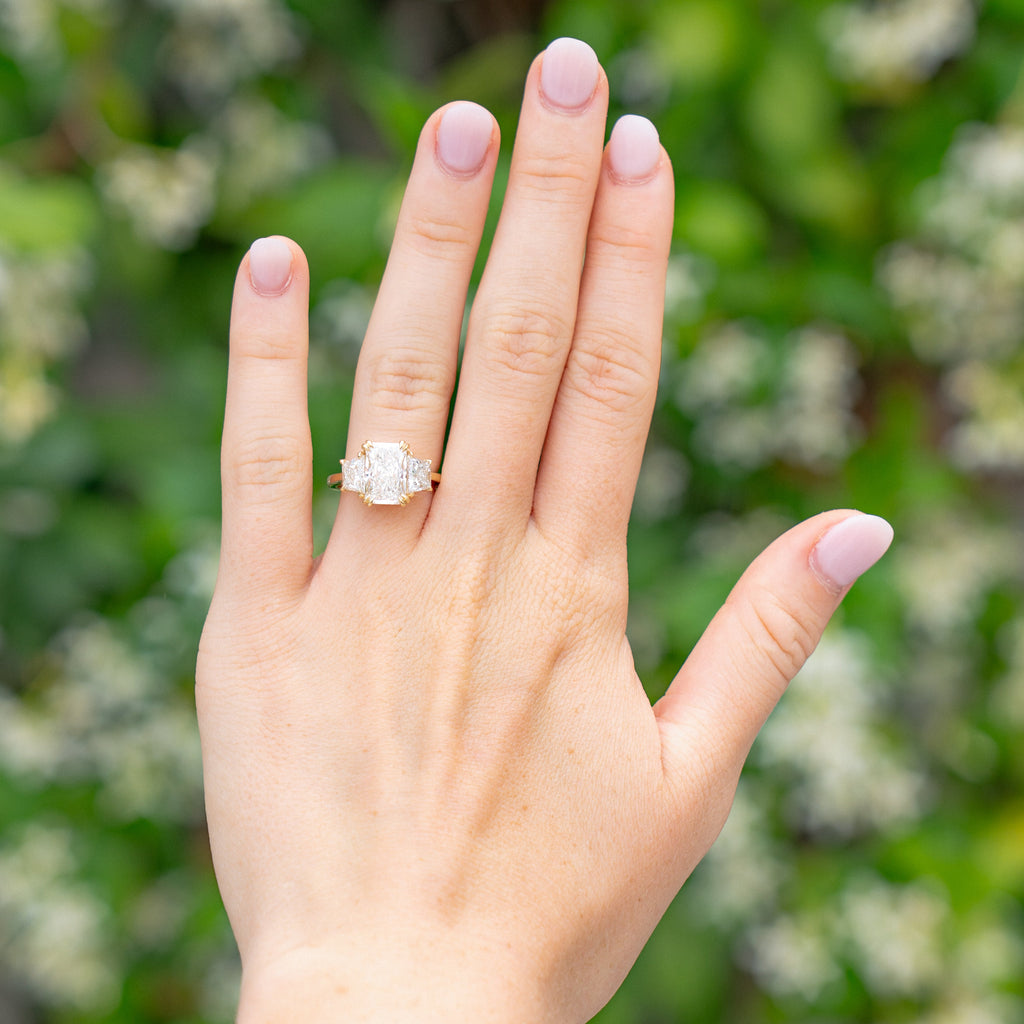 Magnolia Customizable Three Stone Lab Grown Diamond Engagement Ring