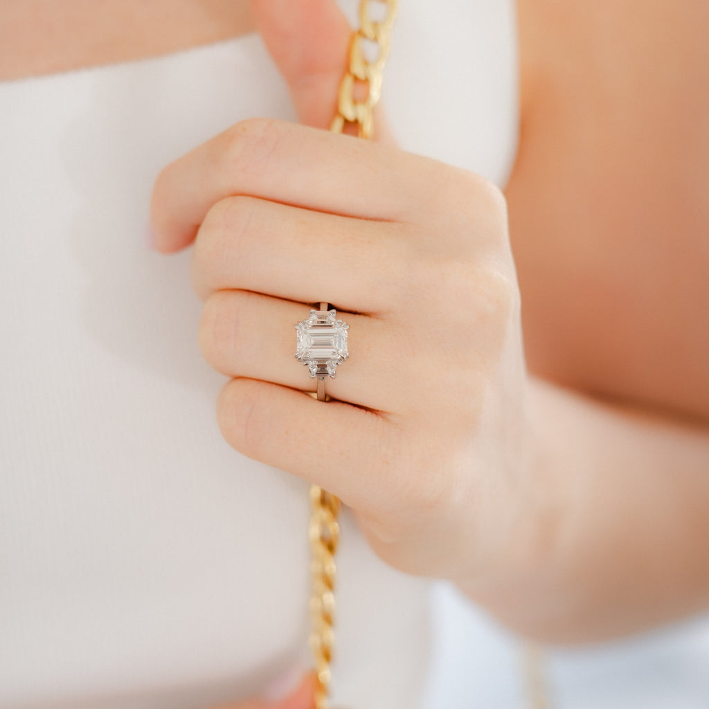 Magnolia Customizable Three Stone Lab Grown Diamond Engagement Ring