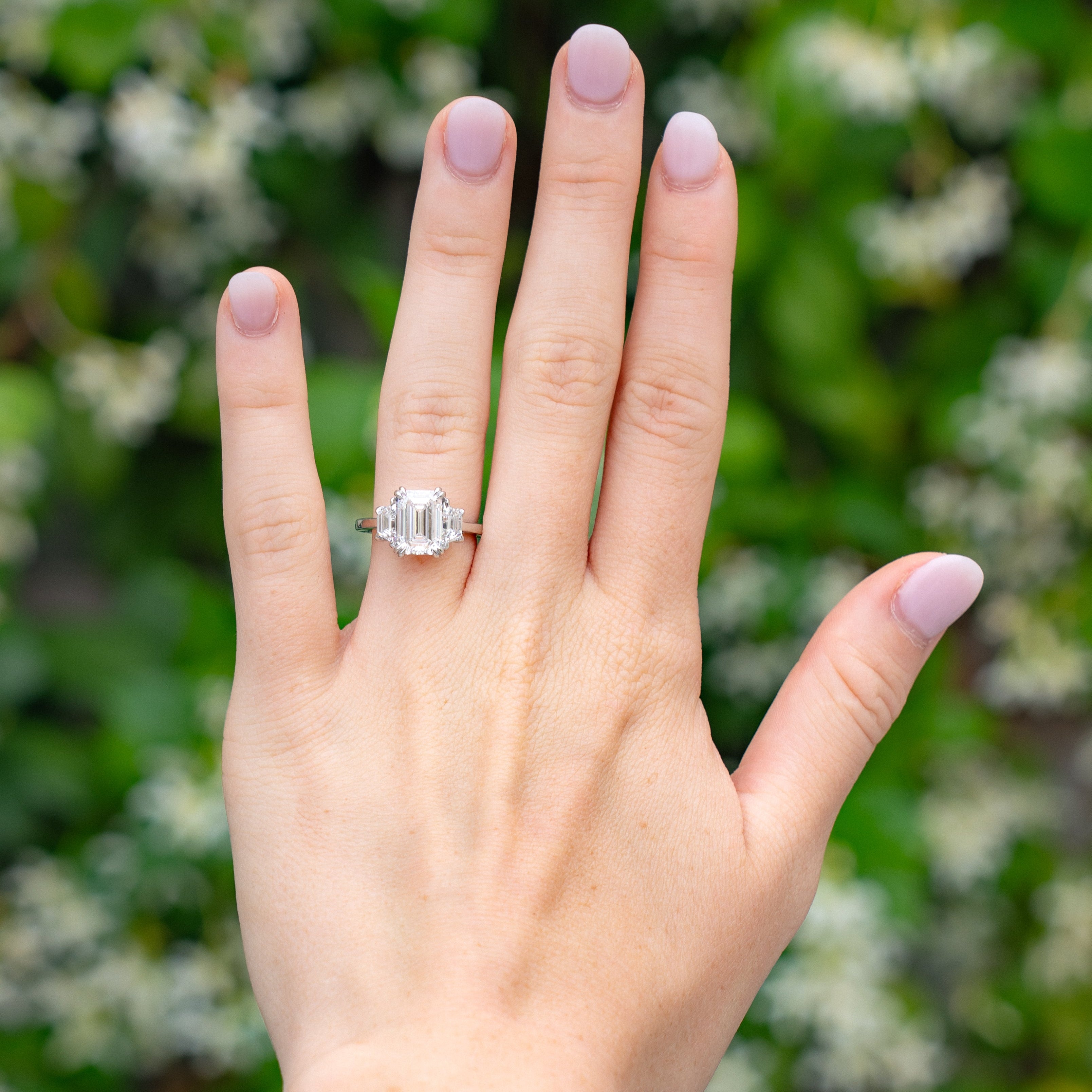 Magnolia Customizable Three Stone Lab Grown Diamond Engagement Ring