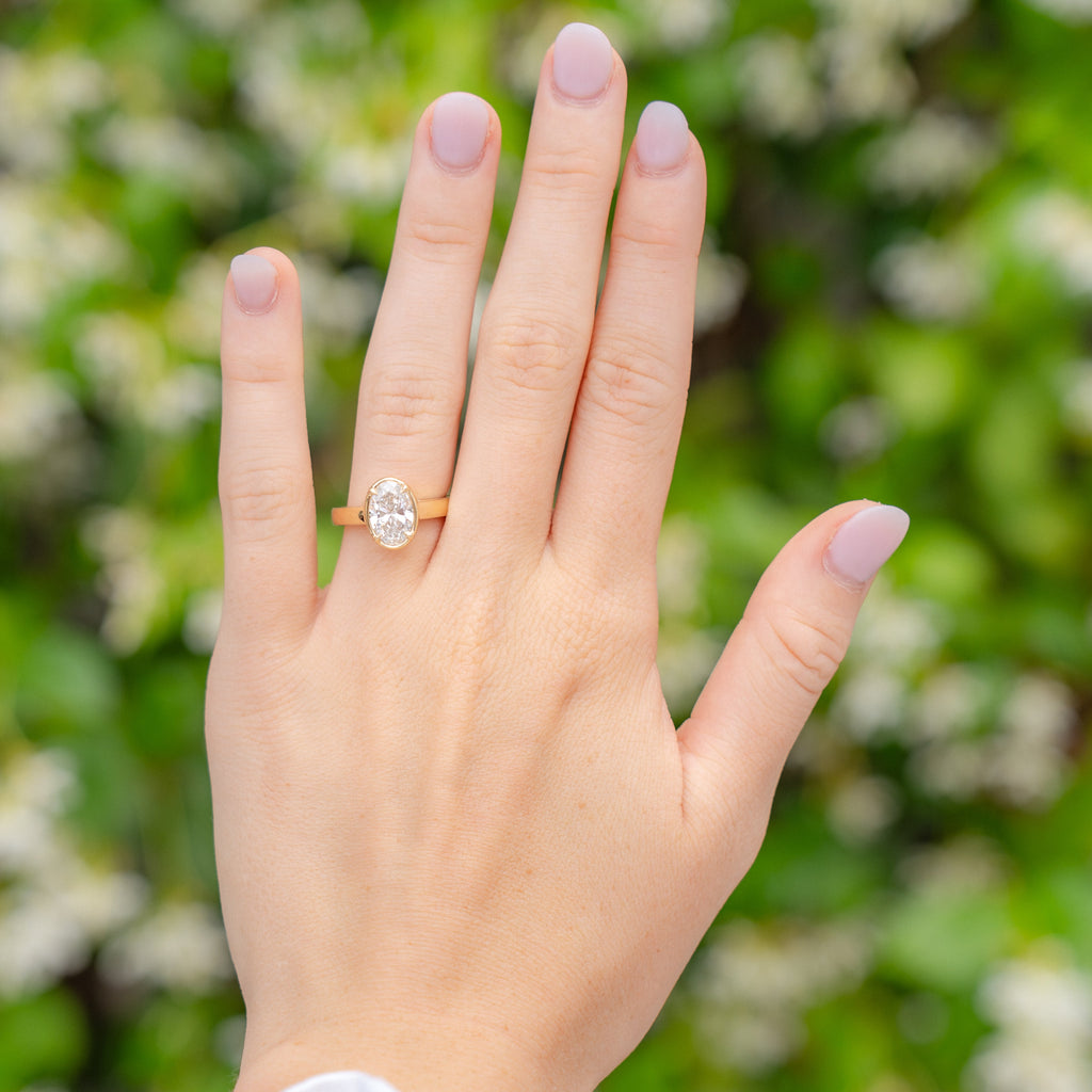 Sage Faux Bezel Customizable Lab Grown Diamond Engagement Ring