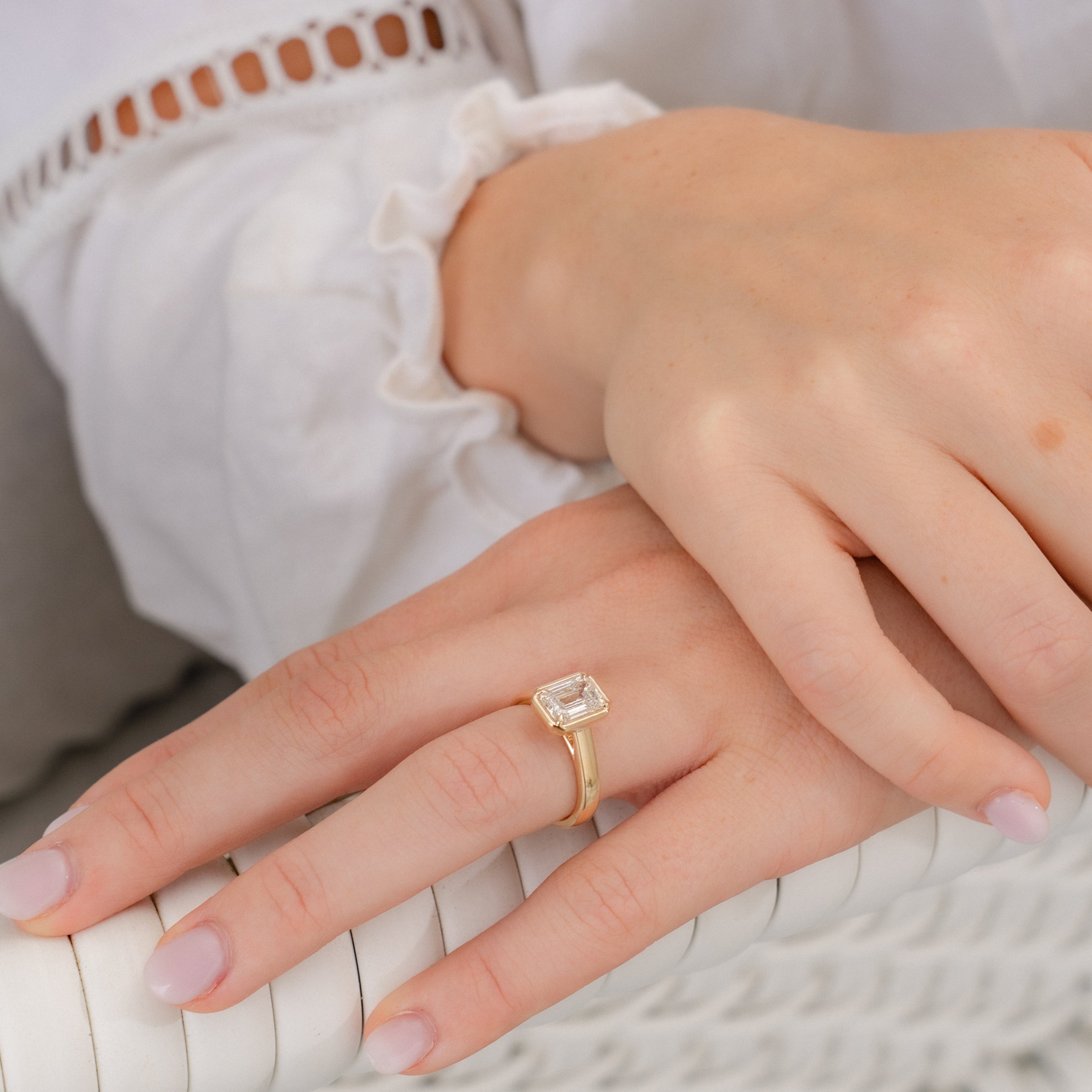 Sage Faux Bezel Customizable Lab Grown Diamond Engagement Ring