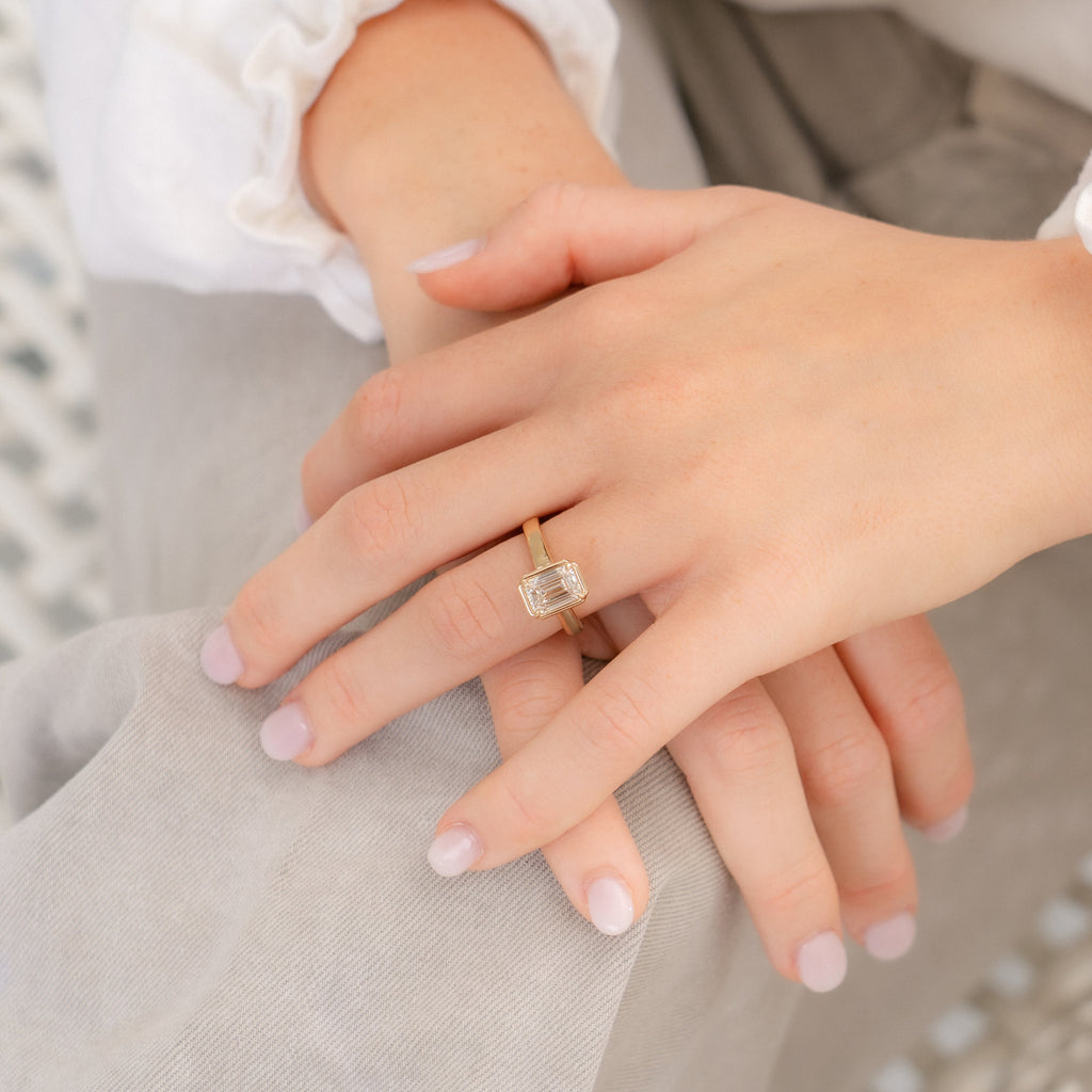 Sage Faux Bezel Customizable Lab Grown Diamond Engagement Ring