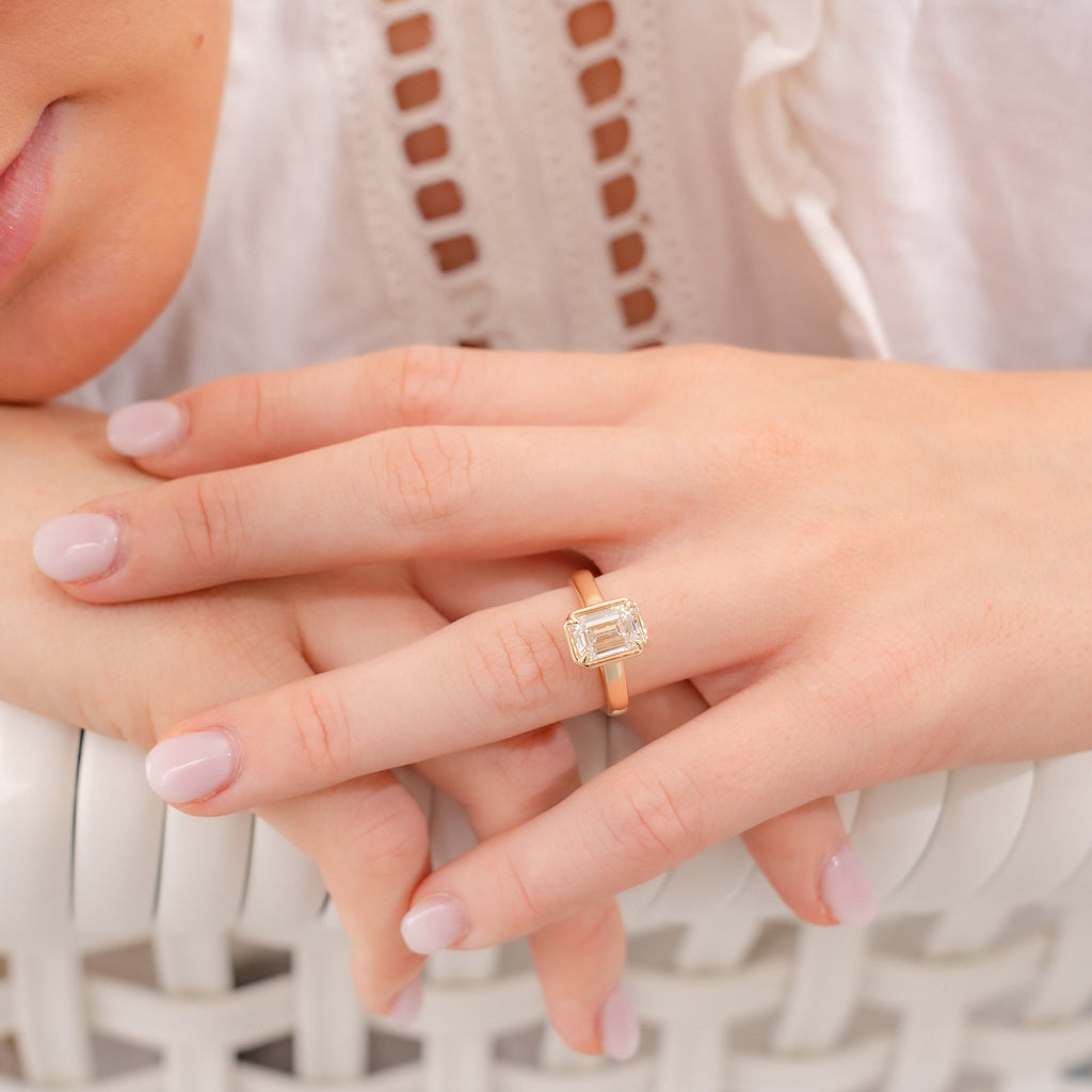 Sage Faux Bezel Customizable Lab Grown Diamond Engagement Ring