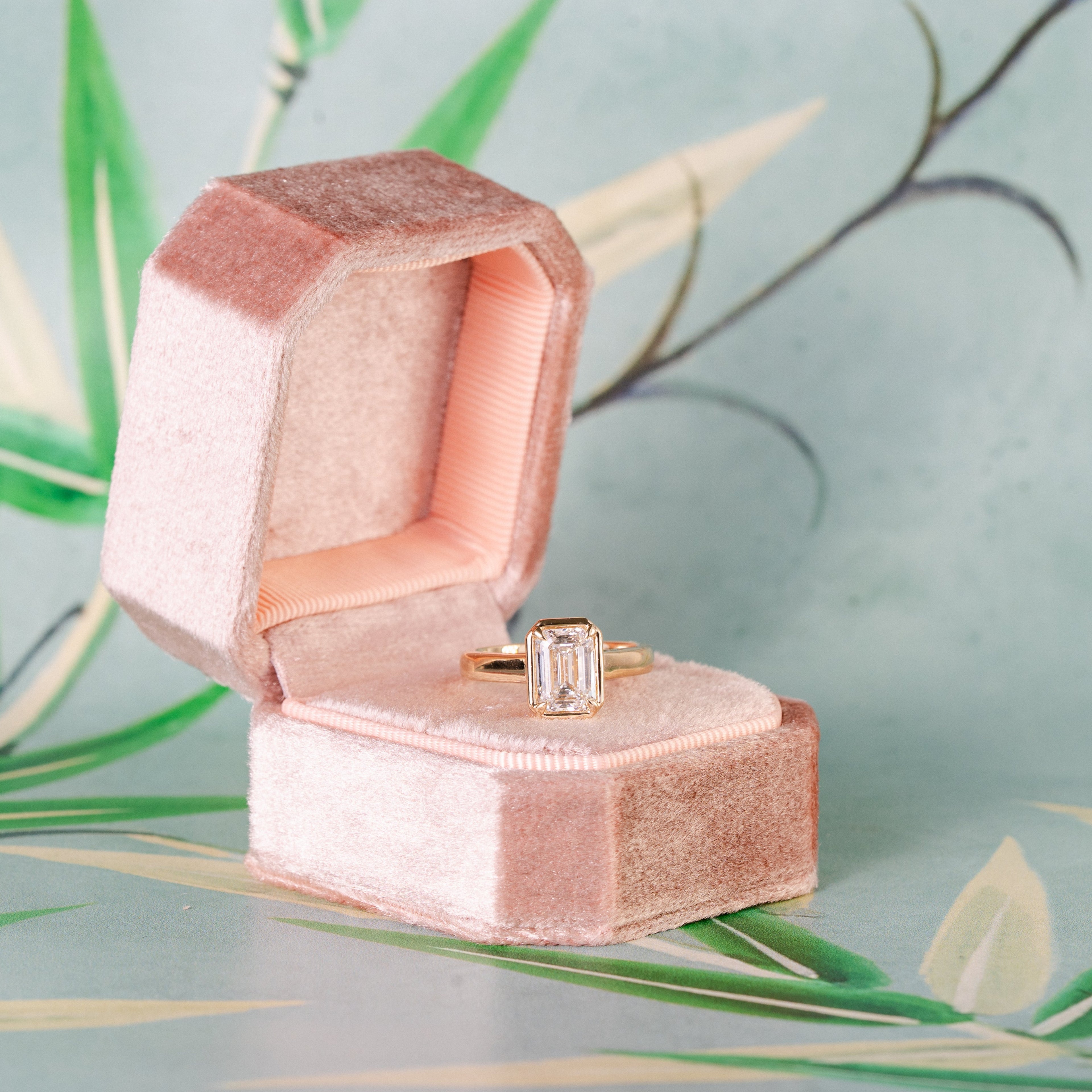 Sage Faux Bezel Customizable Lab Grown Diamond Engagement Ring