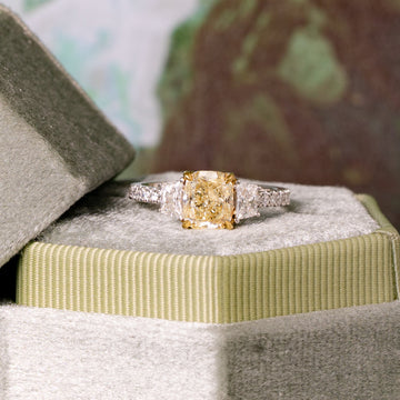 Fancy Yellow Cushion Cut Diamond Ring, 2.49 CTTW