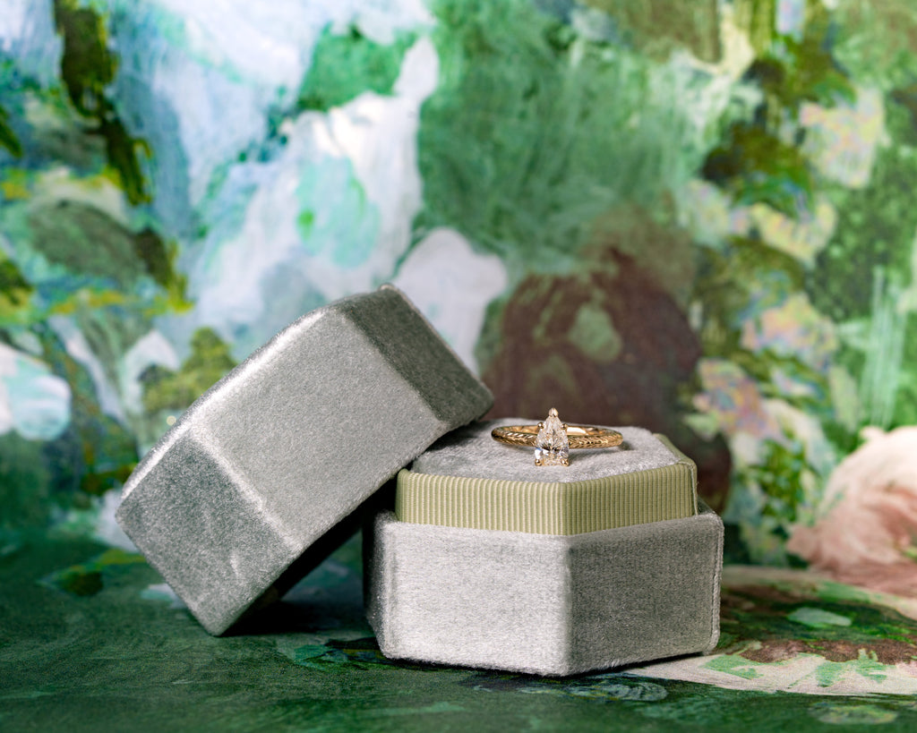 Pear Shape Natural Diamond Cathedral Textured Solitaire Engagement Ring, 1.00 CTTW