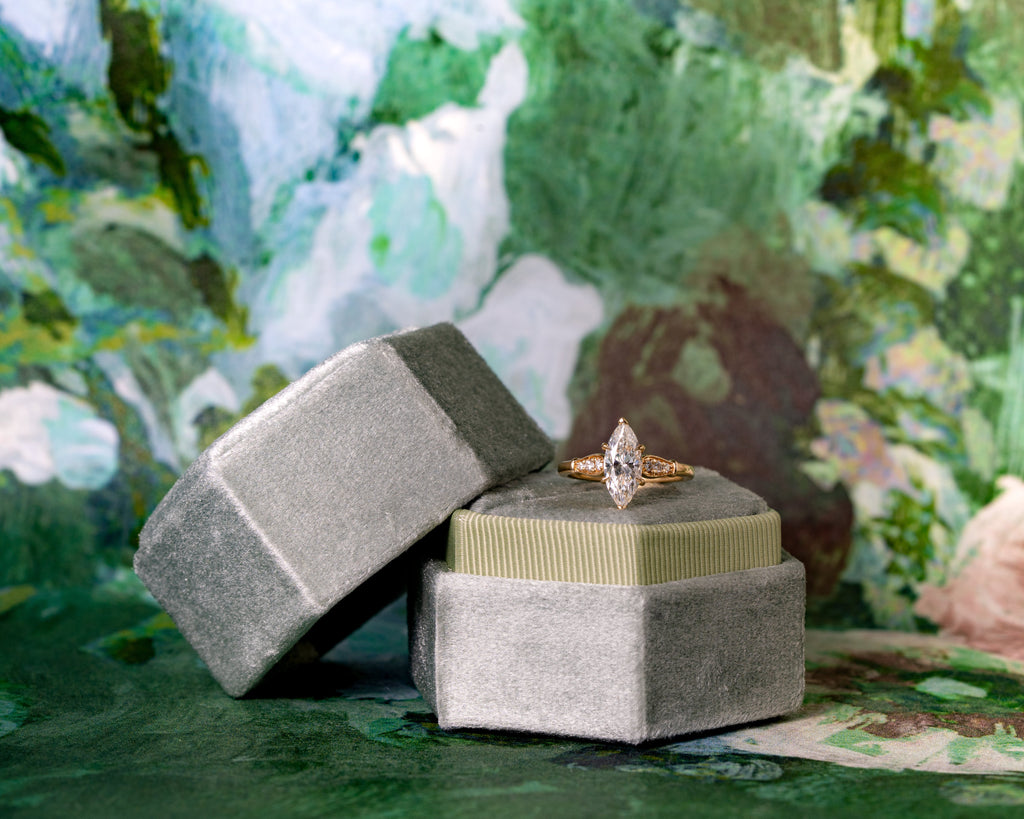 Marquise Cut Natural Diamond Accent Engagement Ring, 1.36 CTTW
