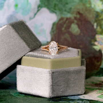 Oval Cut Natural Diamond Split Band Engagement Ring, 3.00 CTTW