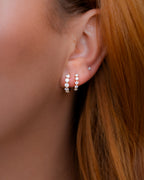 Shared Prong Diamond Huggie Hoop Earrings, 0.30 (Pair)