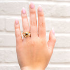 Fancy Dark Orangy Brown Cushion Cut Natural Diamond Three Stone Ring, 3.24 CTTW