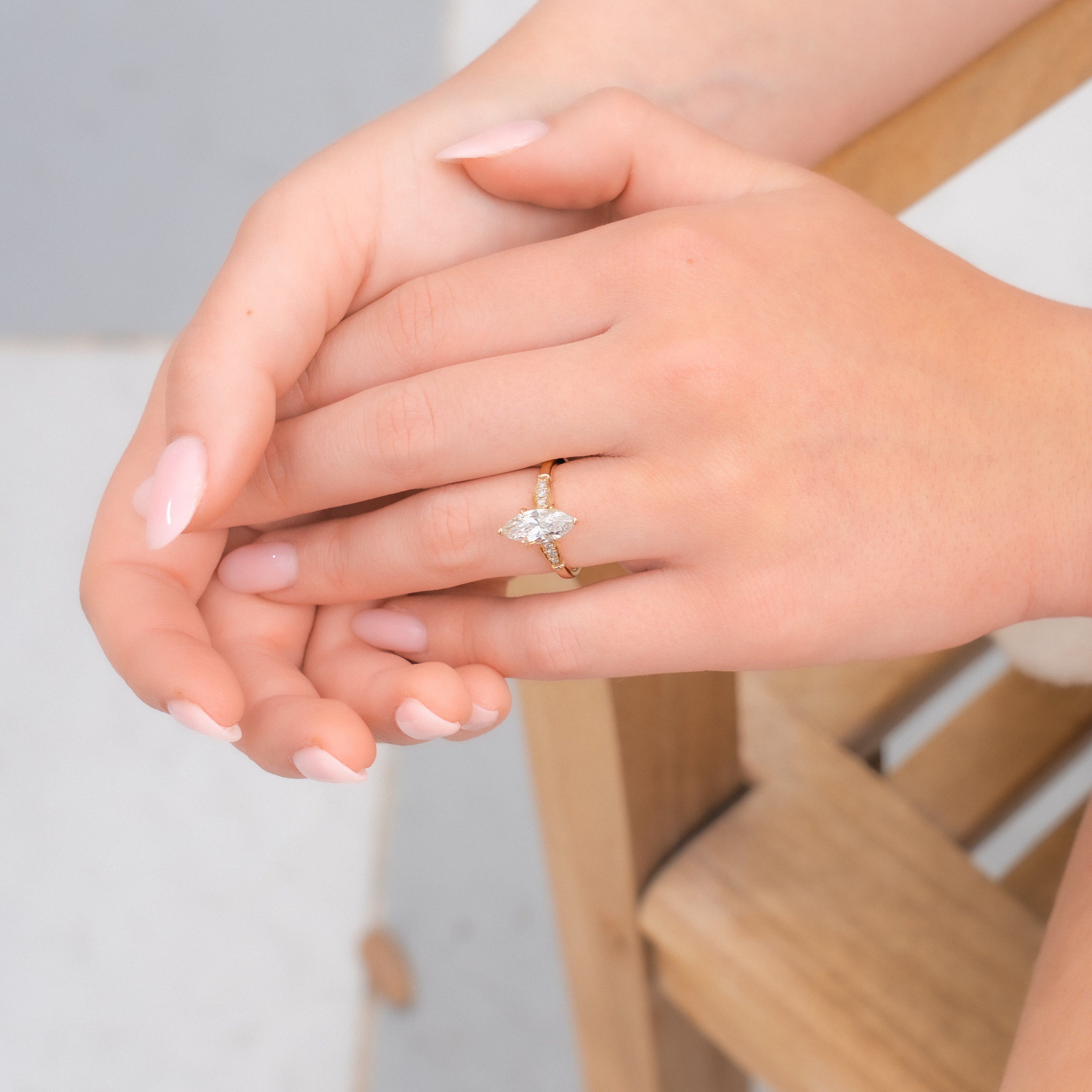Marquise Cut Natural Diamond Accent Engagement Ring, 1.36 CTTW