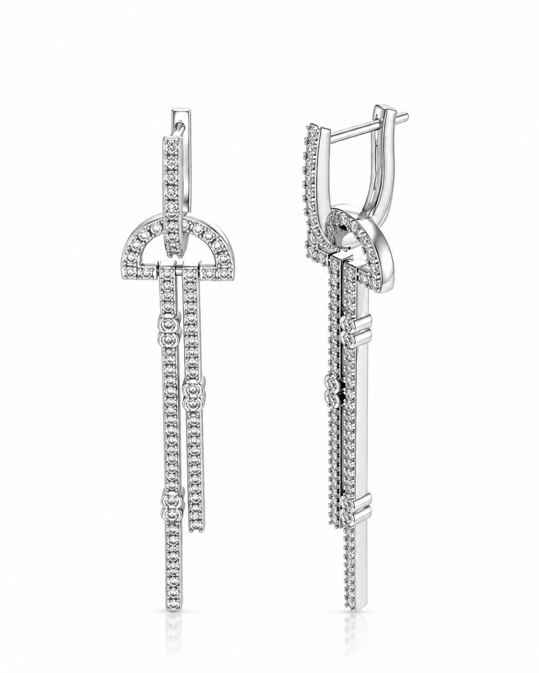 Diamond Charm Earrings with Bezel Accents, 1.34 CTTW