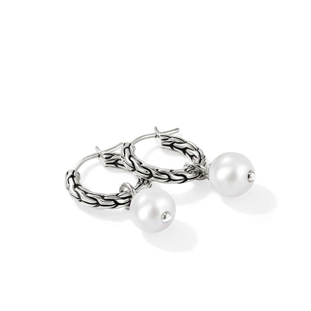 John Hardy JH Essential Pearl Hoop Earring, 16MM - Carter's Collective Fine Jewelry
