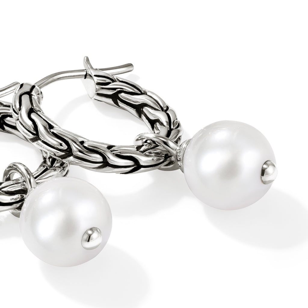 John Hardy JH Essential Pearl Hoop Earring, 16MM - Carter's Collective Fine Jewelry