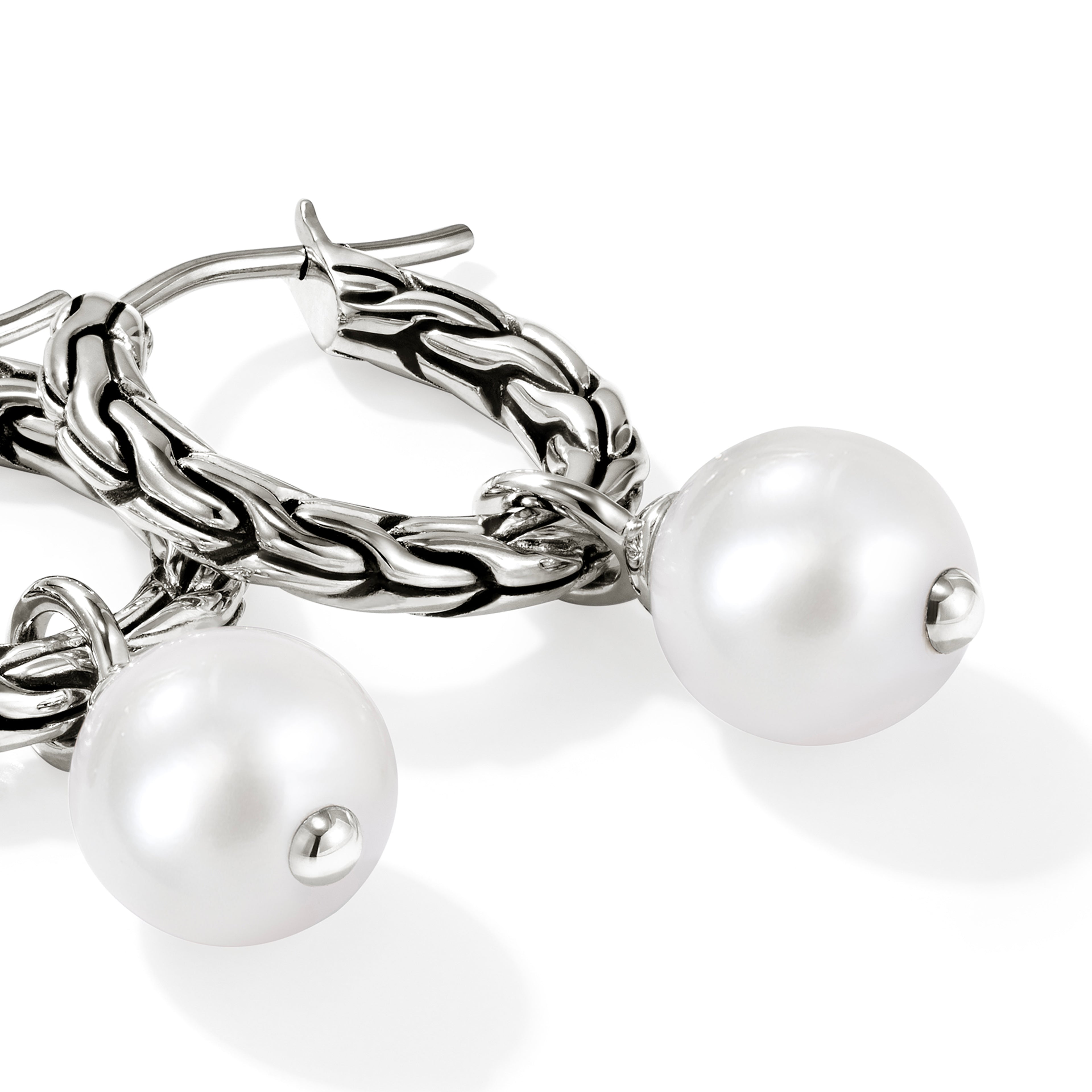 John Hardy JH Essential Pearl Hoop Earring, 16MM - Carter's Collective Fine Jewelry