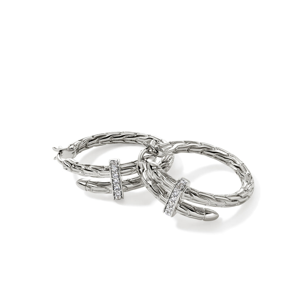 John Hardy Spear Hoop Earring, Diamonds, 0.12 CTTW - Carter's Collective Fine Jewelry