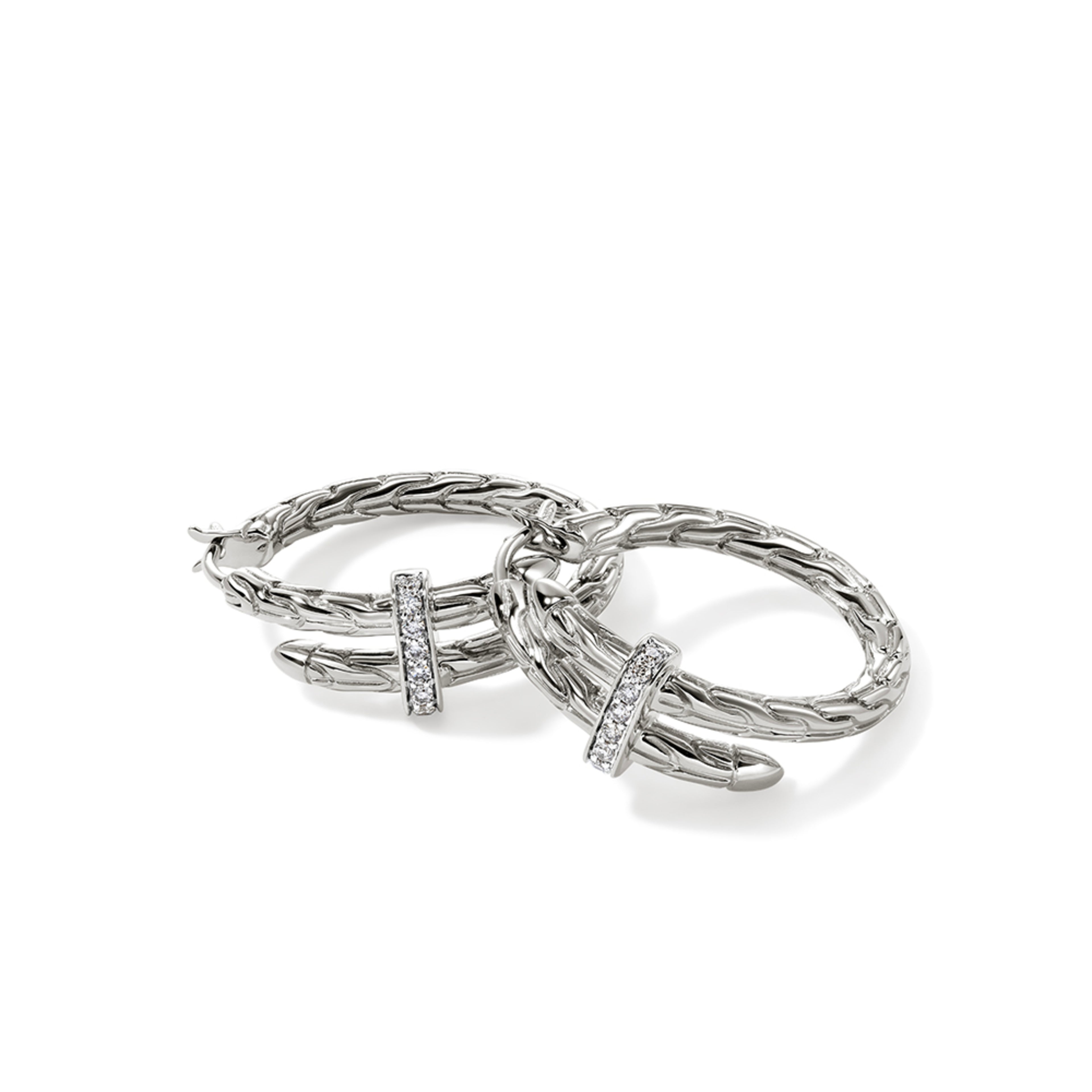 John Hardy Spear Hoop Earring, Diamonds, 0.12 CTTW - Carter's Collective Fine Jewelry