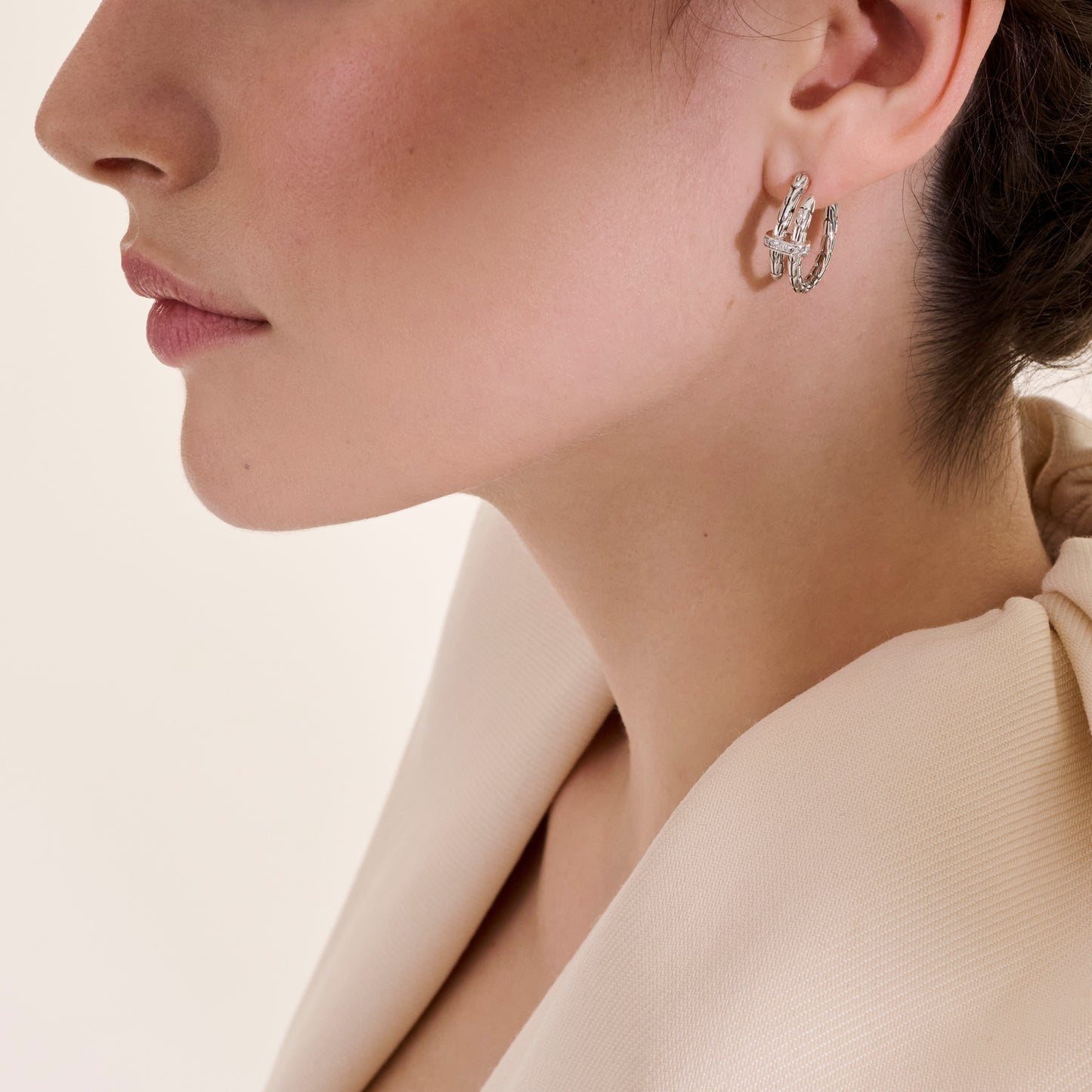 John Hardy Spear Hoop Earring, Diamonds, 0.12 CTTW - Carter's Collective Fine Jewelry