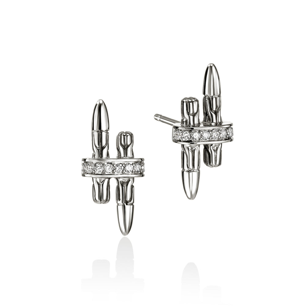 John Hardy Spear Stud Earrings, Diamonds, 0.12 CTTW - Carter's Collective Fine Jewelry