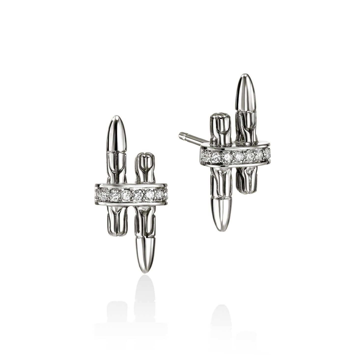 John Hardy Spear Stud Earrings, Diamonds, 0.12 CTTW - Carter's Collective Fine Jewelry