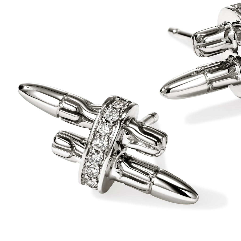 John Hardy Spear Stud Earrings, Diamonds, 0.12 CTTW - Carter's Collective Fine Jewelry