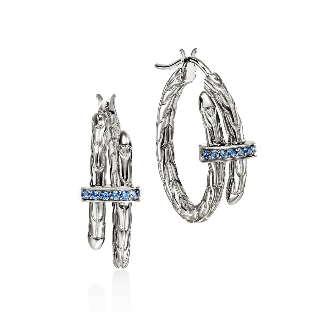 John Hardy Spear Hoop Earrings, Blue Sapphire - Carter's Collective Fine Jewelry