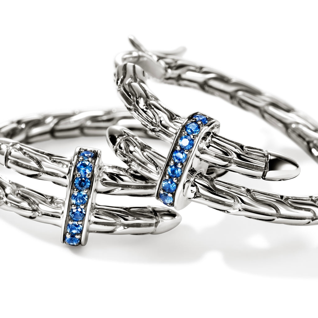 John Hardy Spear Hoop Earrings, Blue Sapphire - Carter's Collective Fine Jewelry