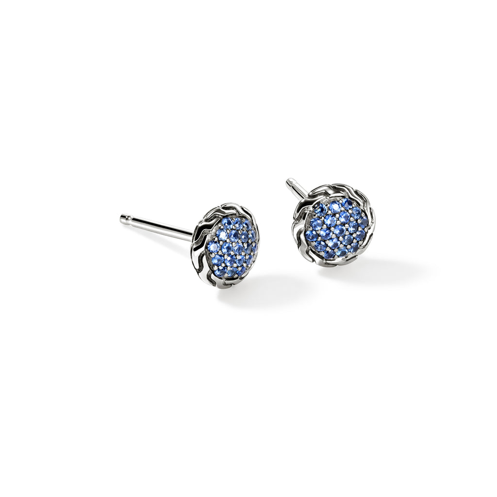 John Hardy JH Essential Pave Stud Earring, Blue Sapphire - Carter's Collective Fine Jewelry