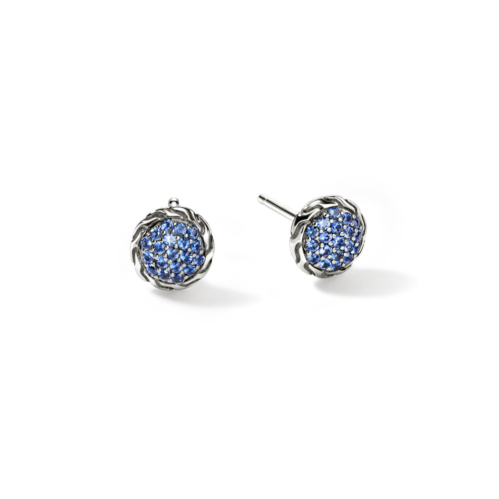 John Hardy JH Essential Pave Stud Earring, Blue Sapphire - Carter's Collective Fine Jewelry