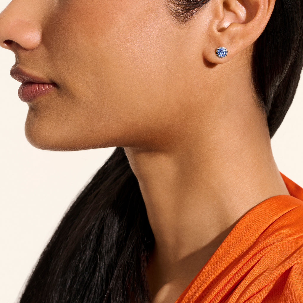 John Hardy JH Essential Pave Stud Earring, Blue Sapphire - Carter's Collective Fine Jewelry