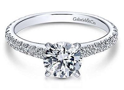 14K White Gold Diamond Solitaire Semi Mount 0.44ct