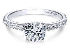 14K White Gold Diamond Solitaire Semi Mount 0.23cttw